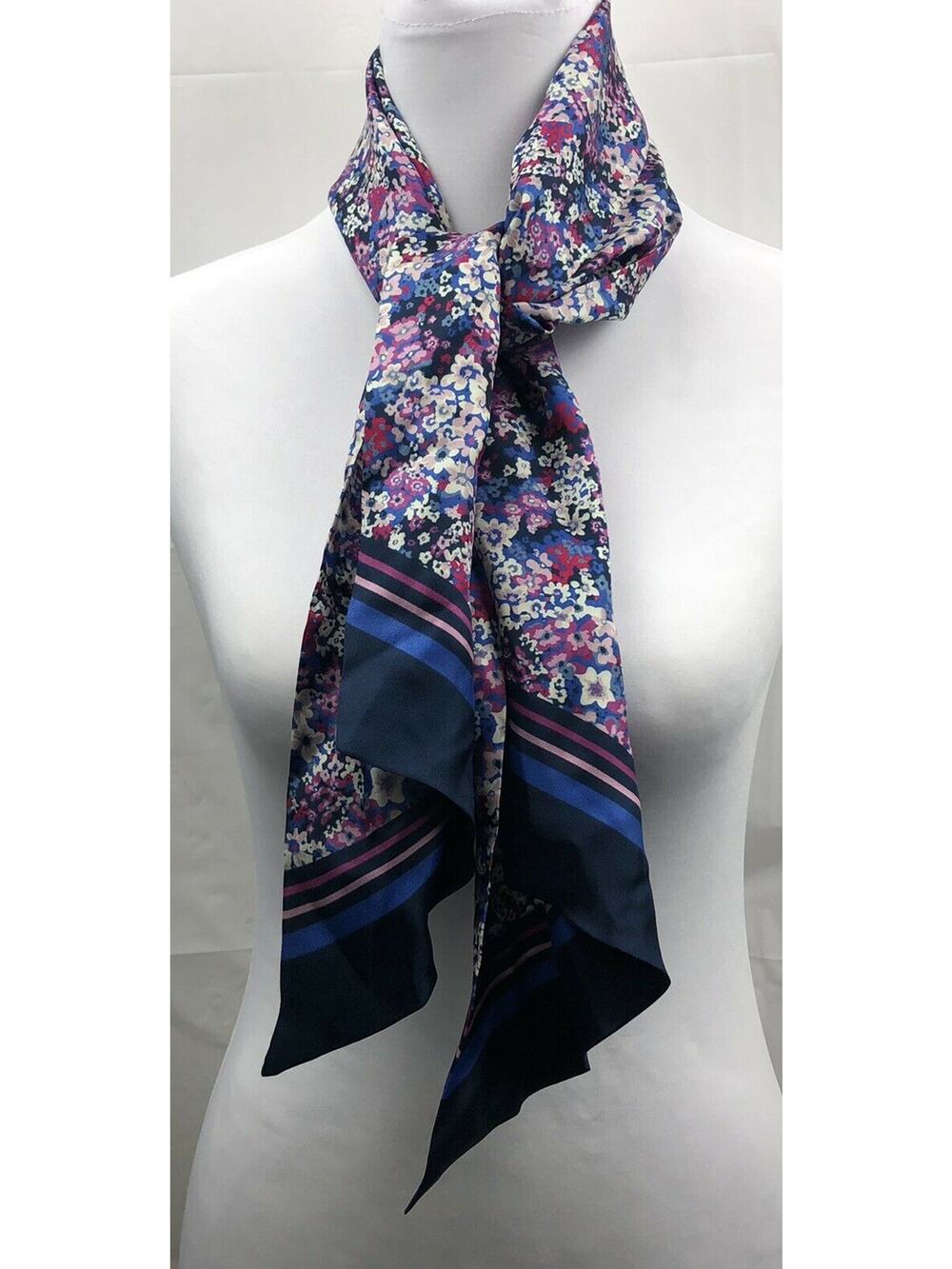 Unbranded Summer Scarf Rectangular 44" x 8" Blue Pink Cream Floral Print